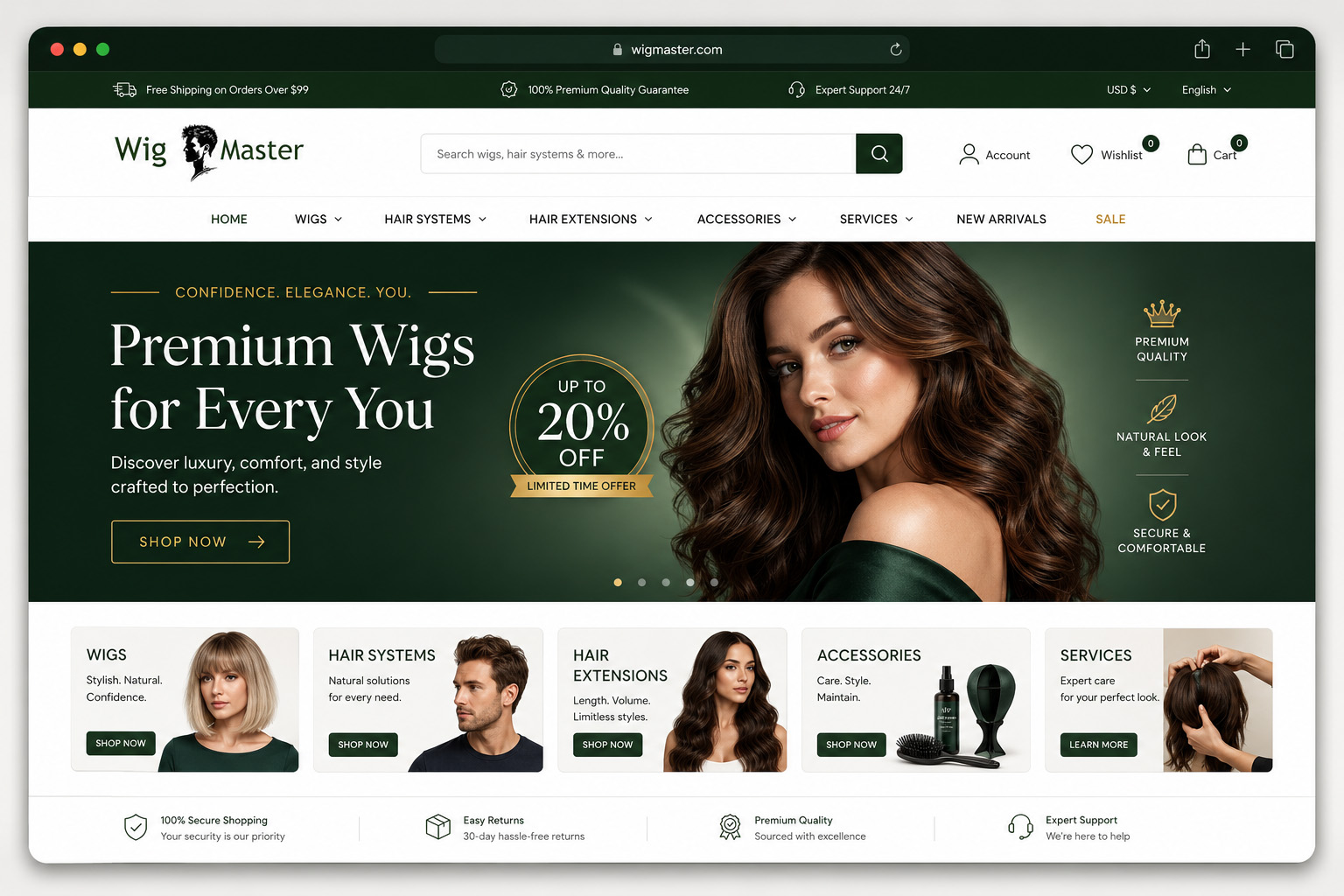 WigMaster website advertisement preview
