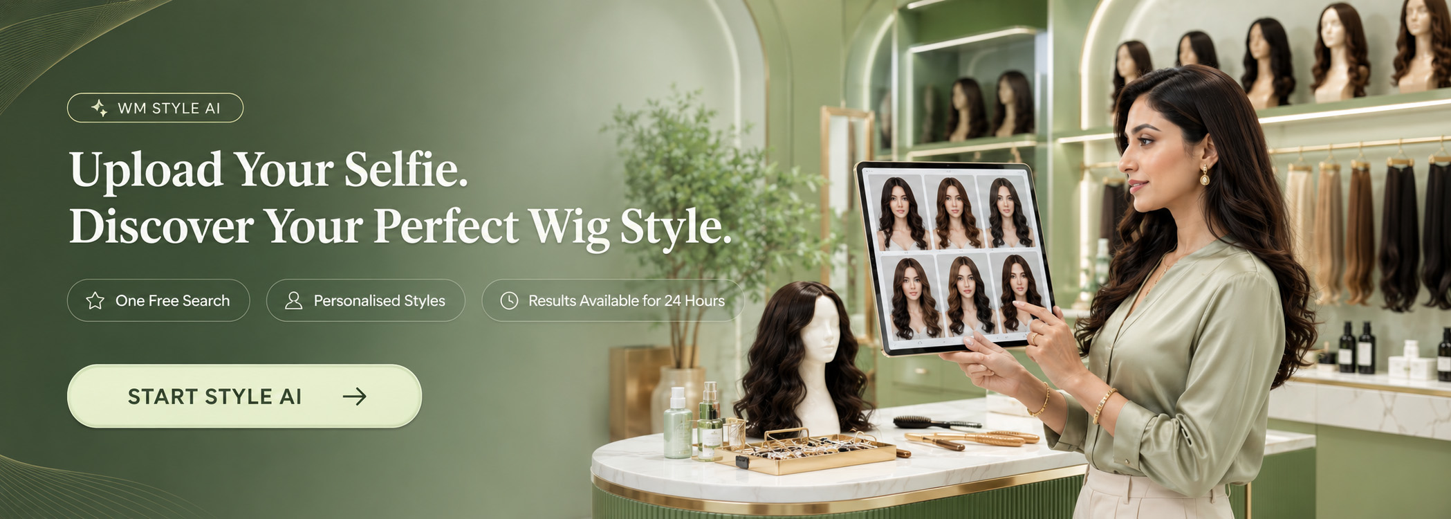 Upload your selfie and discover matching wig styles with WigMaster Style AI